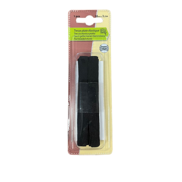 Platte elastiek 10mm zwart