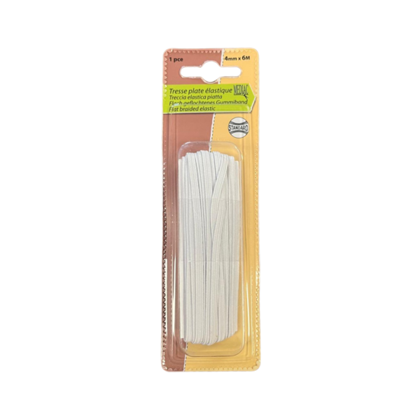 Platte elastiek 4mm wit