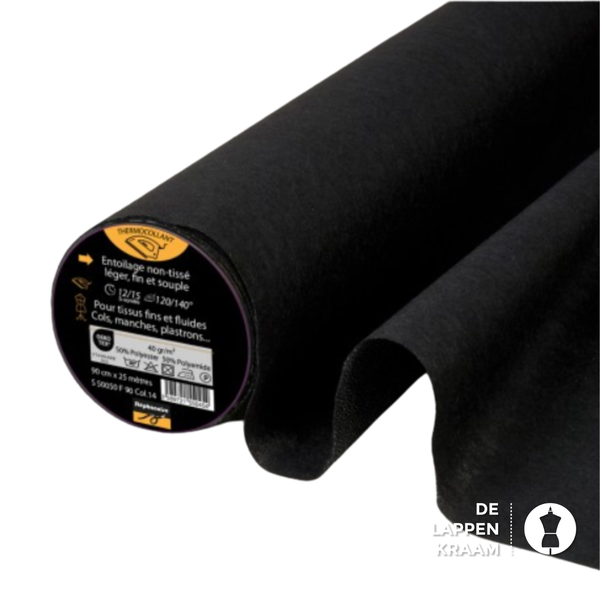 Plakvlieseline voor dunne stoffen zwart (H180)