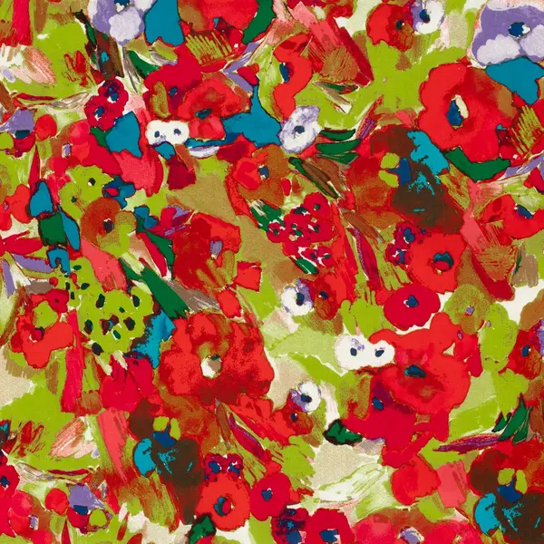 Katoen met stretch in geschilderde bloemenprint