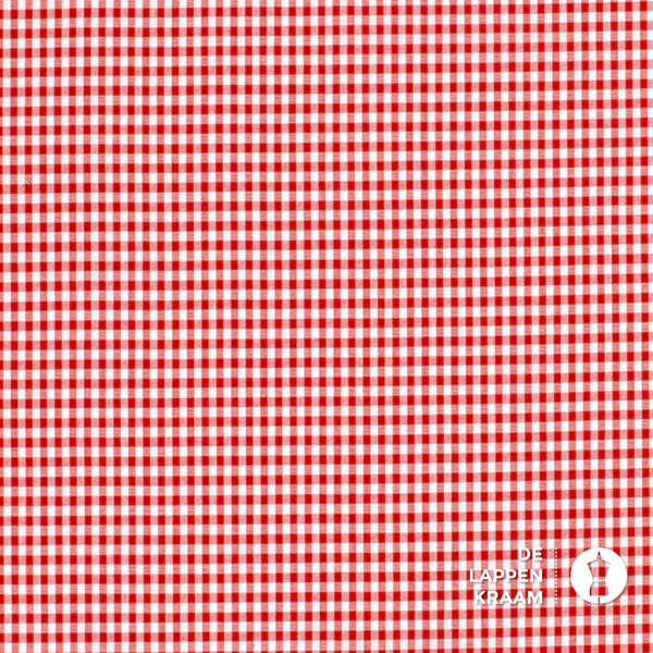 Katoen mini ruitje rood wit