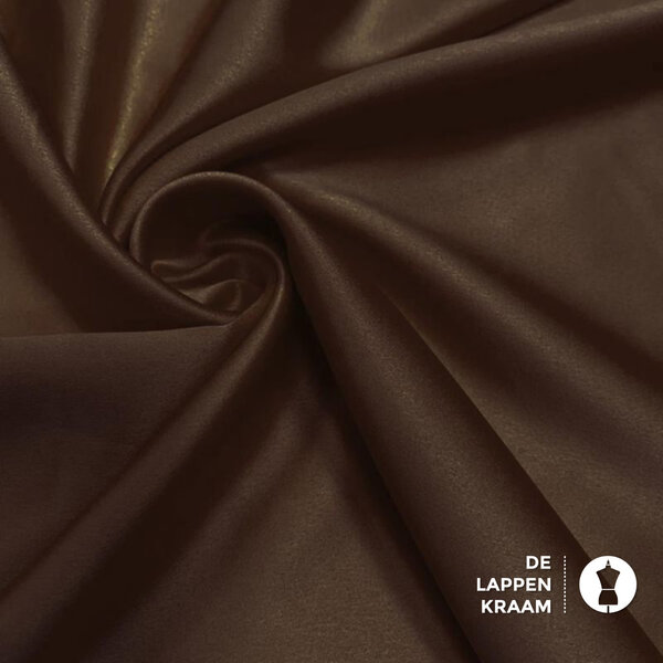 Basic Satijnen stof met stretch chocoladebruin