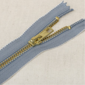  Jeansrits met gouden tandjes licht jeans gemeleerd 18cm