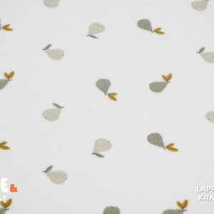 Qjutie & the Qjutest Nicky velours in gebroken wit met groene peertjes