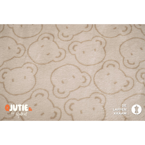 Qjutie & the Qjutest Knuffelfleece stof licht beige met beertjes