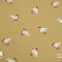 Qjutie & the Qjutest Katoenen tricot caramel met kippetjes
