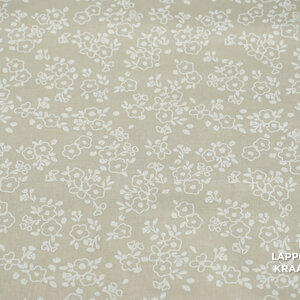 Popeline beige met witte bloemetjes