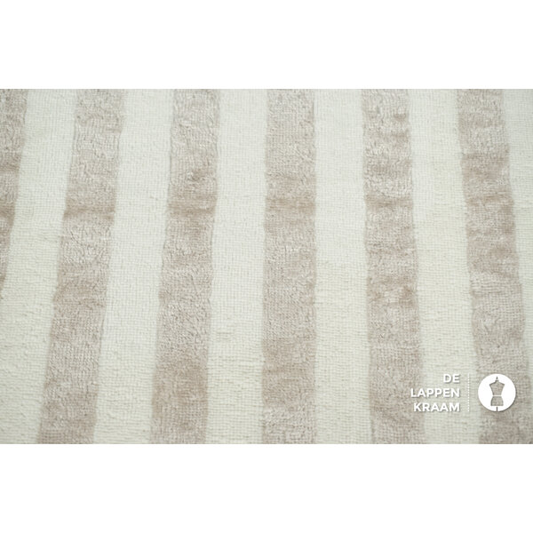 Bamboe badstof gestreept beige-ecru