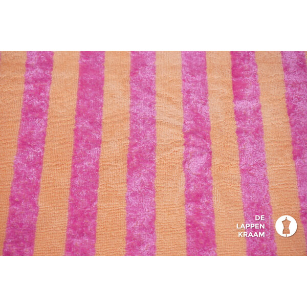 Bamboe badstof gestreept roze-zalmroze