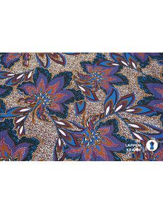  Viscose met batik bloemen paars