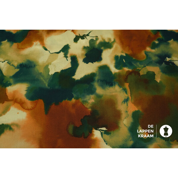 A la Ville Viscose met gevlekt bloemdessin in bruin- en groentinten