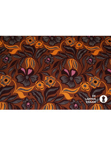 A la Ville Satijnstof gebloemd in bruintinten