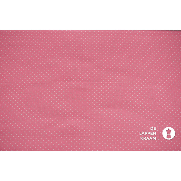 Japans quiltkatoen roze met witte stipjes