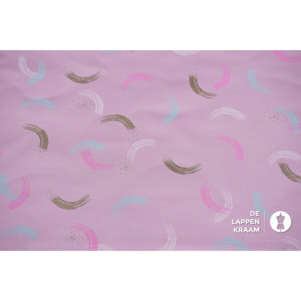 Japans quiltkatoen roze met verfstrepen