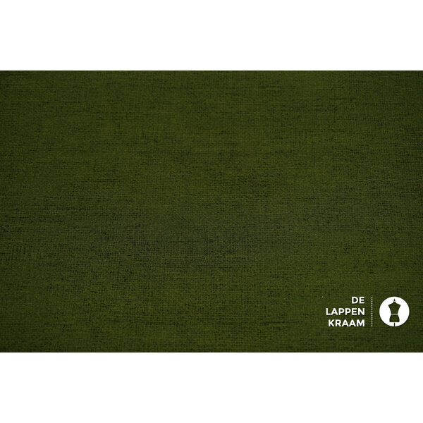 Japans quiltkatoen legergroen met linnenstructuur