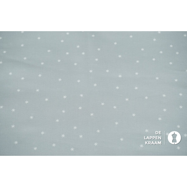 Japans quiltkatoen ijsblauw met witte sterretjes