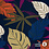 Viscose crepe stof met groot bloem en bladpatroon donkerblauw