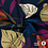 Viscose crepe stof met groot bloem en bladpatroon donkerblauw