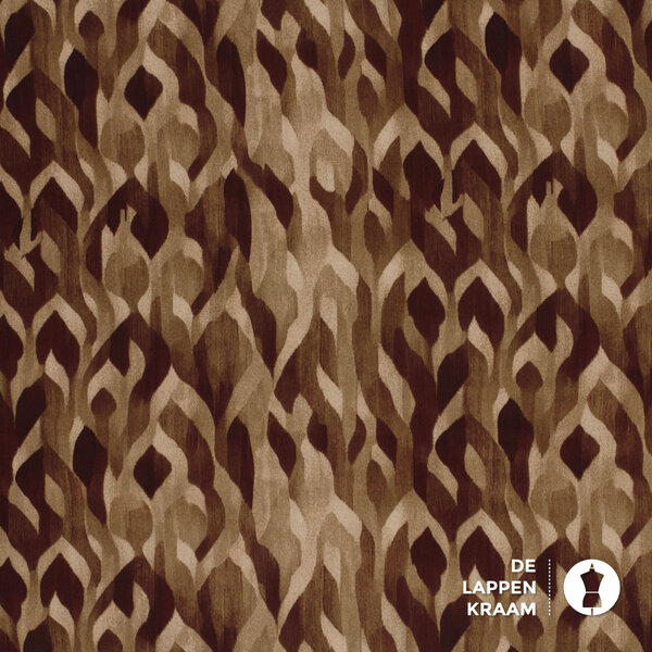 Satijn stof in matglans met vlechtpatroon in beige en bordeaux
