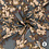 Satijn stof met matglans in blurred flowers in jeansblauw