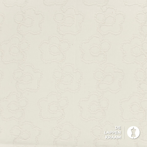 Heavy knit met ingebreid bloempatroon roomwit