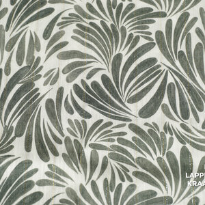 Coupon 101 Viscose wit met groene bladeren en lurex 170 x 140 cm