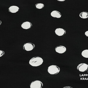 Coupon 221 French terry zwart met witte cirkels 170 x 180 cm