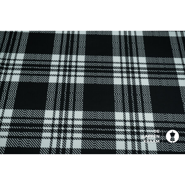 Coupon 255 Scuba zwart met witte ruit 180 x 160 cm