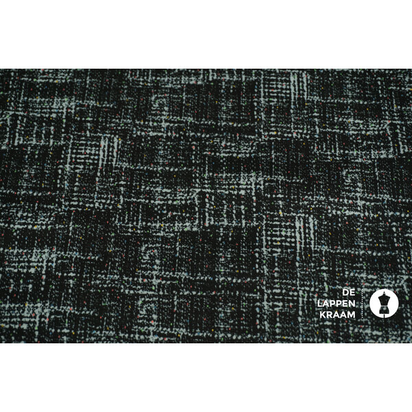 Coupon 256 Punta Milano grijs gemeleerd met kleurrijke stipjes 180 x 150 cm