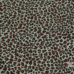 Coupon 409 French terry grijs met rood/zwart leopard printje 180 x 150