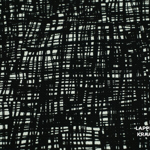  Coupon 431 Polyester tricot zwart wit strepenpatroon 180 x 150 cm