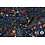 Veiling 2 september Coupon 62 Viscose donkerblauw met groene en oranje bloemetjes 170 x 140 cm