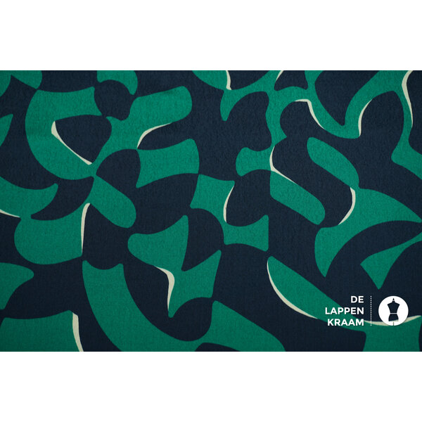 Viscose stof groen blauwe abstracte print