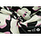 Dikke satijn abstracte zwart witte bloemenprint met roze details