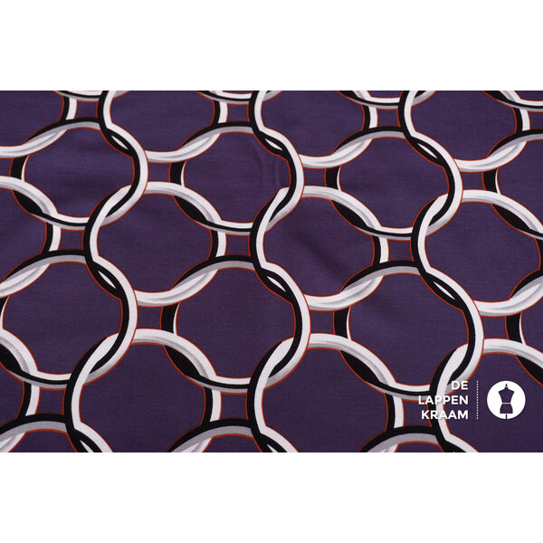Coupon 243 Punta paars met grijze ringen 170 x 150 cm
