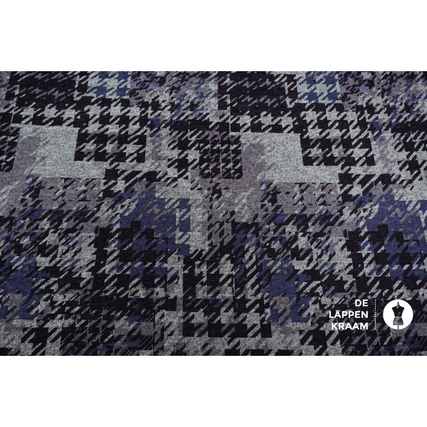 Coupon 48 Angora tricot paarse Pied de Poule 170 x 160 cm