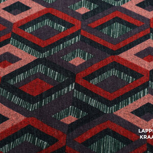 Veiling 2 september Coupon 353 Angora tricot met ruitjes in paars, roze en rood 170 x 160 cm