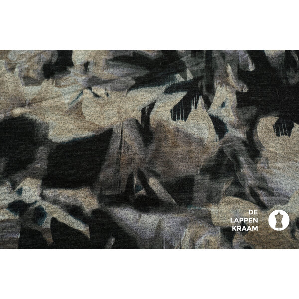 Veiling 2 september Coupon 467 Angora tricot met gevlekt dessin in lila, beige en grijs 170 x 160 cm