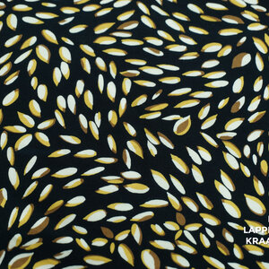 Veiling 2 september Coupon 468 Punta donkerblauw met druppels in wit, bruin en geel 170 x 150 cm