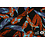 Veiling 2 september Coupon 477 Punta zwart met bladeren in paars, brique en blauw 170 x 150
