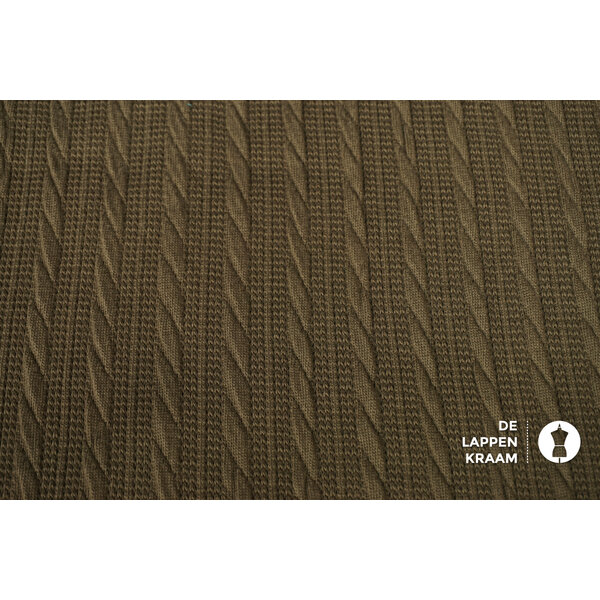 Veiling 2 september Coupon 590 Gebreide kabel donker legergroen 170 x 150 cm