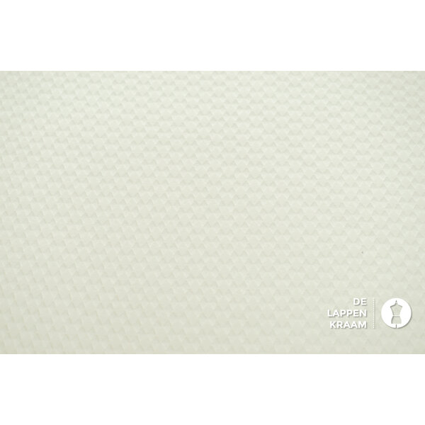 Coupon 655 Punta roomwit gestikt in mini ruitjespatroon 170 x 150 cm