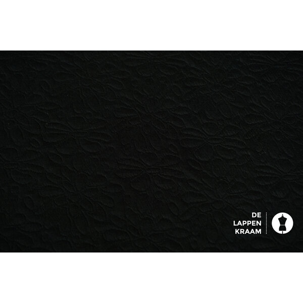 Veiling 2 september Coupon 698 Punta zwart gestikt in madelief patroon 170 x 150 cm