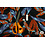 Veiling 2 september Coupon 477 Punta zwart met bladeren in paars, brique en blauw 170 x 150