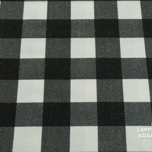 Geblokte katoenen twill stof in zwart-wit