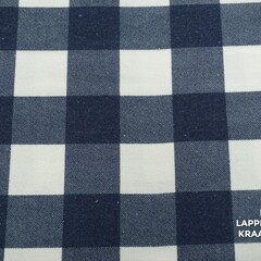  Geblokte katoenen twill stof in blauw-wit