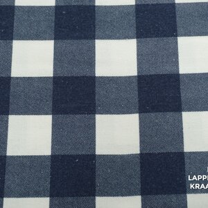 Geblokte katoenen twill stof in blauw-wit