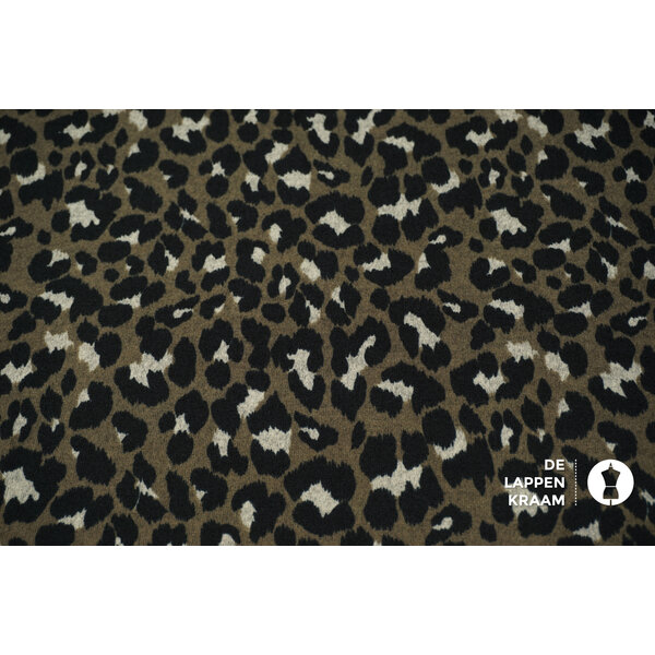 Gebreid in luipaardprint taupe