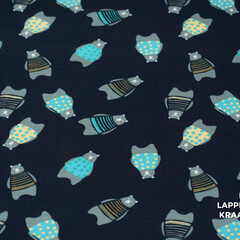  Katoenen tricot donkerblauw met grijze beren