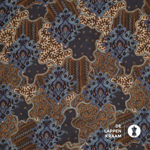  Viscosemix met quiltdessin in bruin en blauw